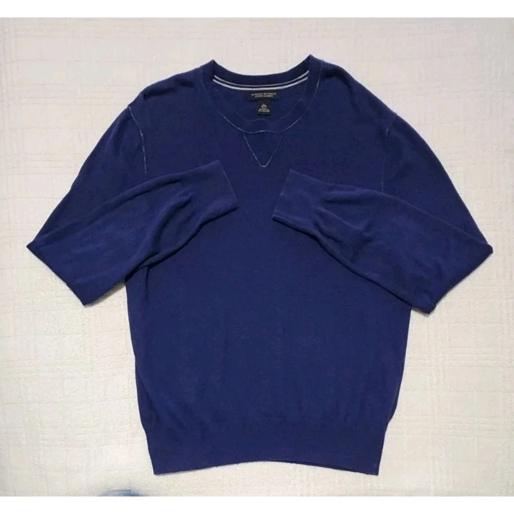 Banana Republic Cotton Cashmere Mens L Sweater Blue Classic Preppy Crew‎ Neck
